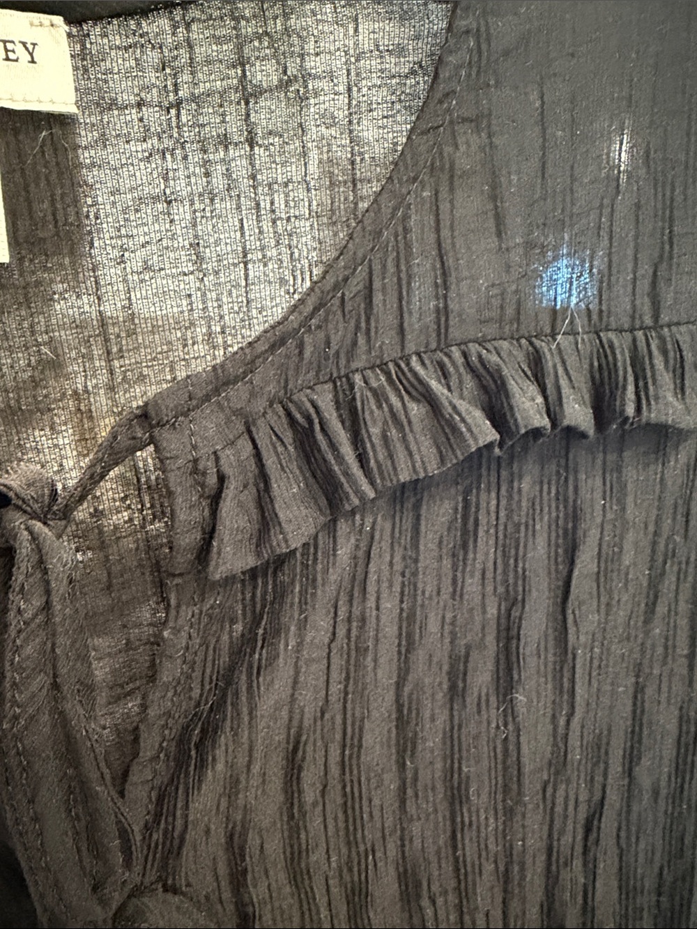 Laura Ashley Black Ruffle Tie-Front Peasant Blouse - Picture 5 of 5